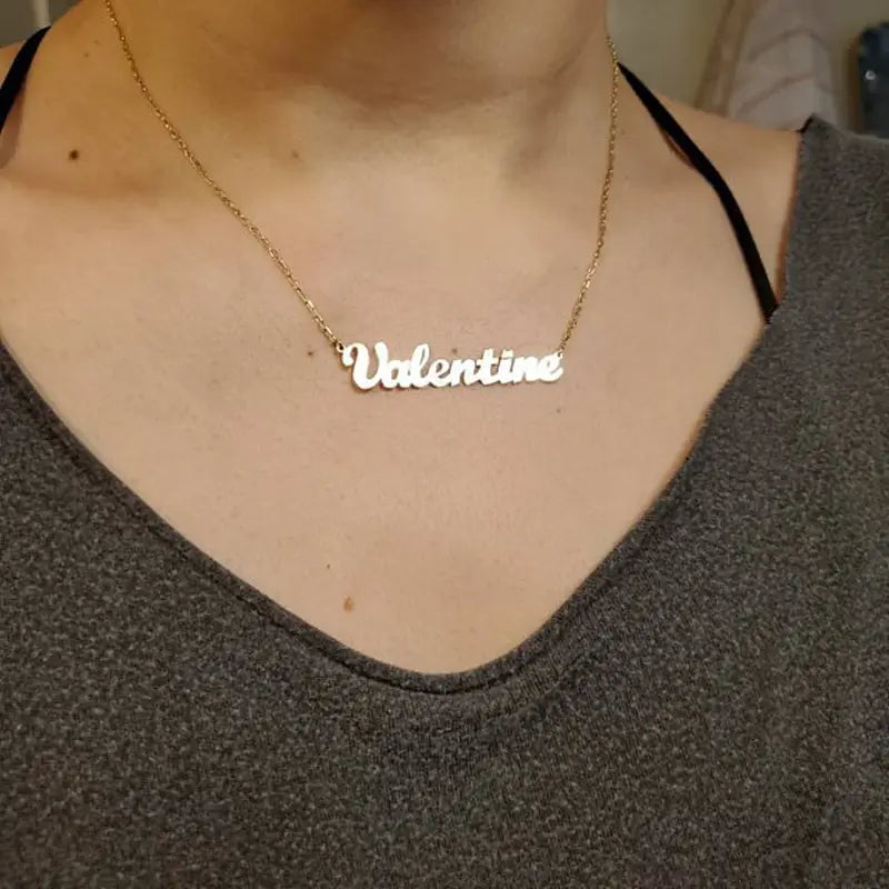 Stainless Steel Unisex Geometric Necklace with Custom Font Options