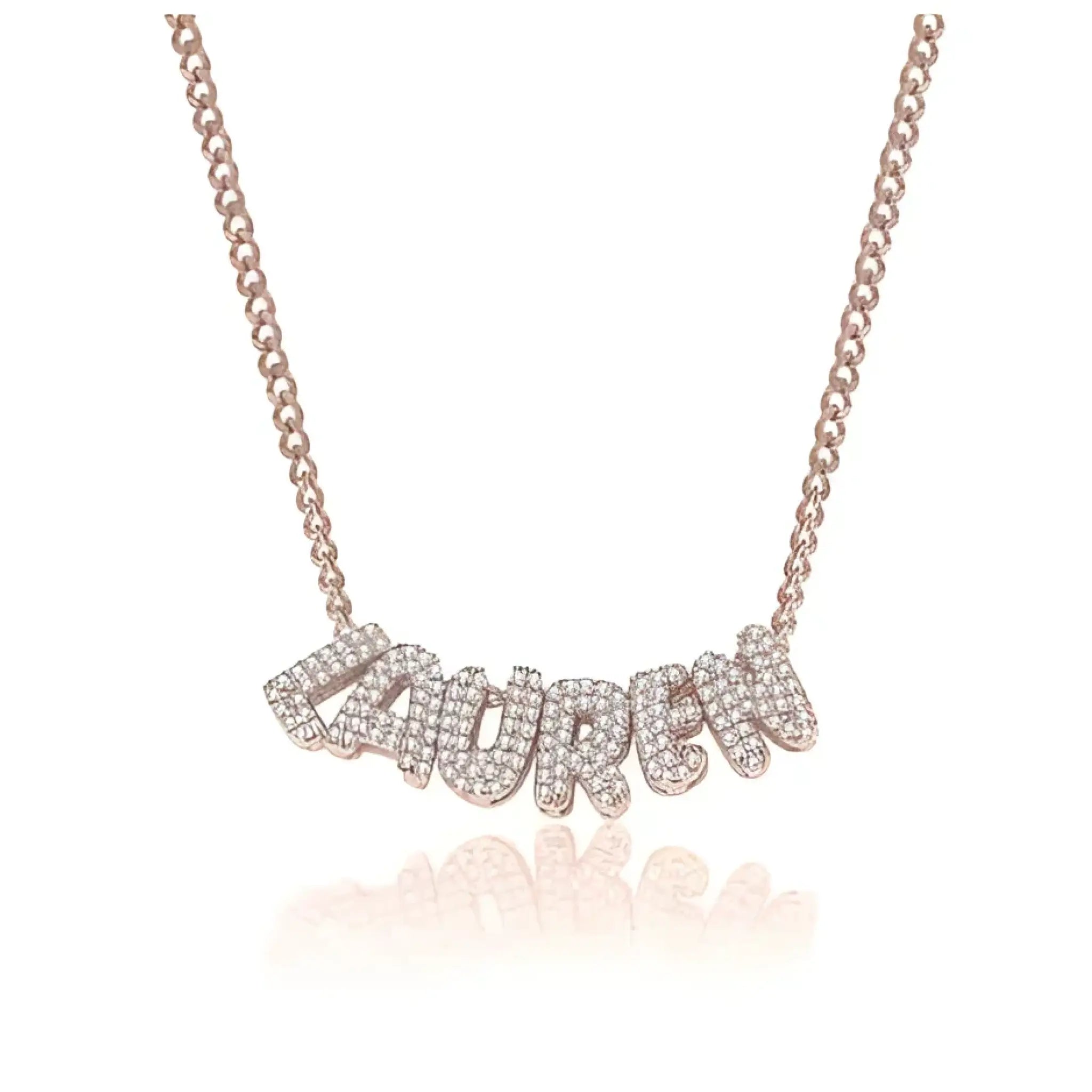 3D Bubble Name Necklace Balloon Letter Pendant Valentine’s Day Gift For Her - Rose Gold / 1 letter - 7