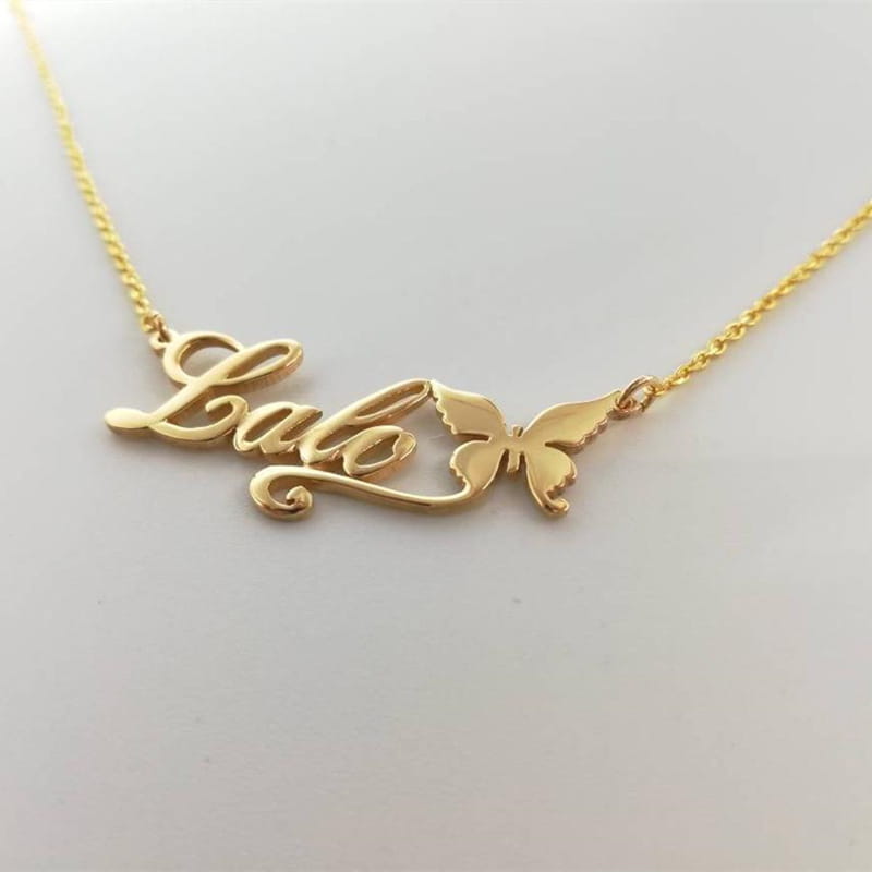 Custom Stainless Steel Butterfly Name Necklace for Women