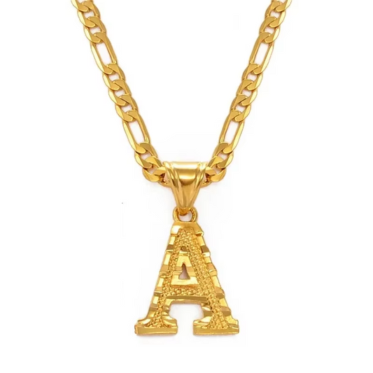 A-Z Letters Pendant Necklaces For Women Men Girls English Initial Alphabet Figaro Chains Gold Color Jewelry Couple Summer