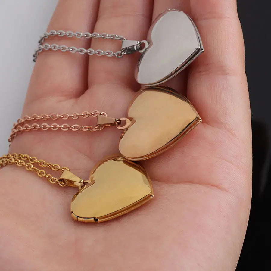 Glossy Peach Heart Necklace with Rose Gold Chain Jewelry