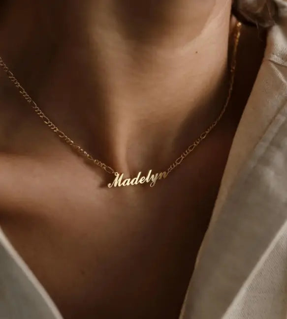 Silver Personalized Name Clavicle Chain with Extension Chain