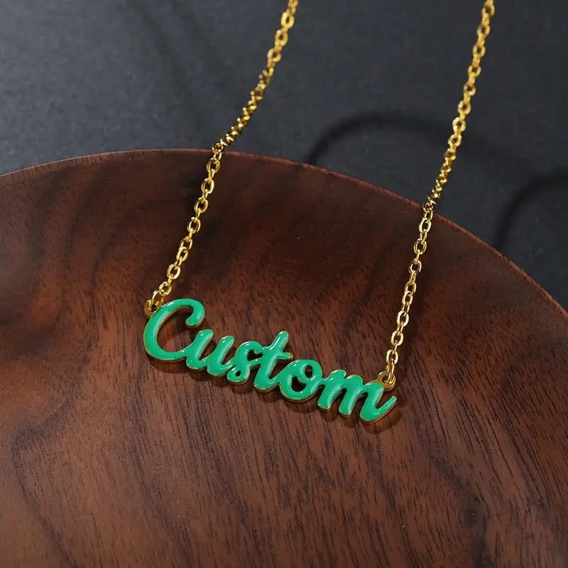 Gold Dripping Oil Name Necklace in Stainless Steel for Everyone