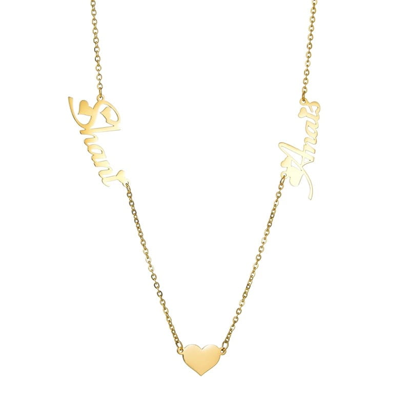 Gold Stainless Steel Heart Pendant Custom Name Necklace for Women