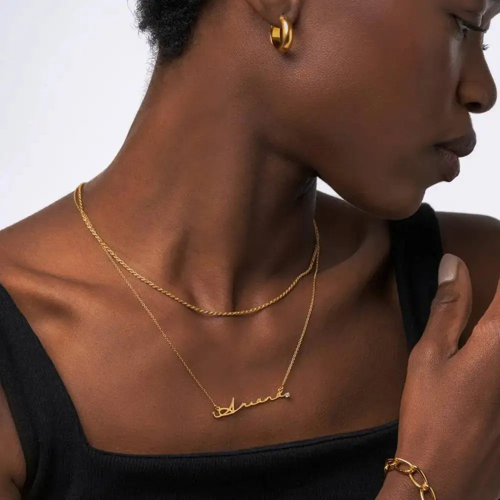 Rose Gold Stainless Steel Personalized Name Necklace for Jewelry Lovers