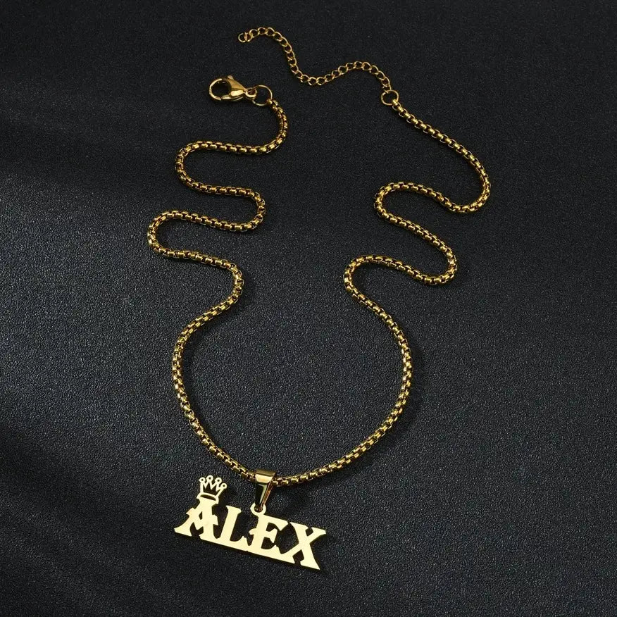 Personalized Rock Style Bead Chain Name Necklace in Various Colors