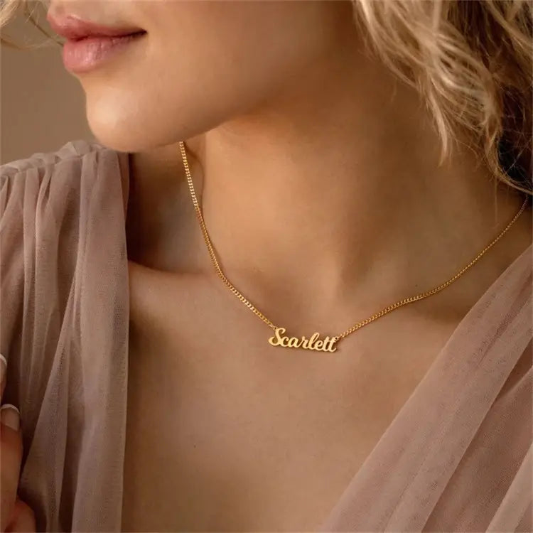 Minimal Gold Plated Custom Name Necklace in Stainless Steel Jewelry