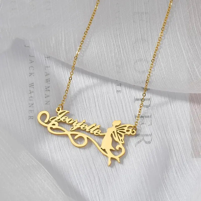 Gold Fashion Custom Letter Name Necklace in Titanium Steel