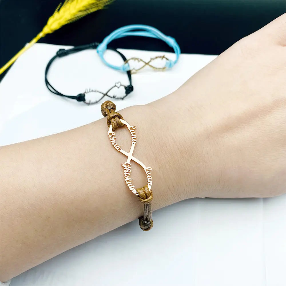 Tangula Personalized Silver Name Bracelet for Moms with Infinite Love