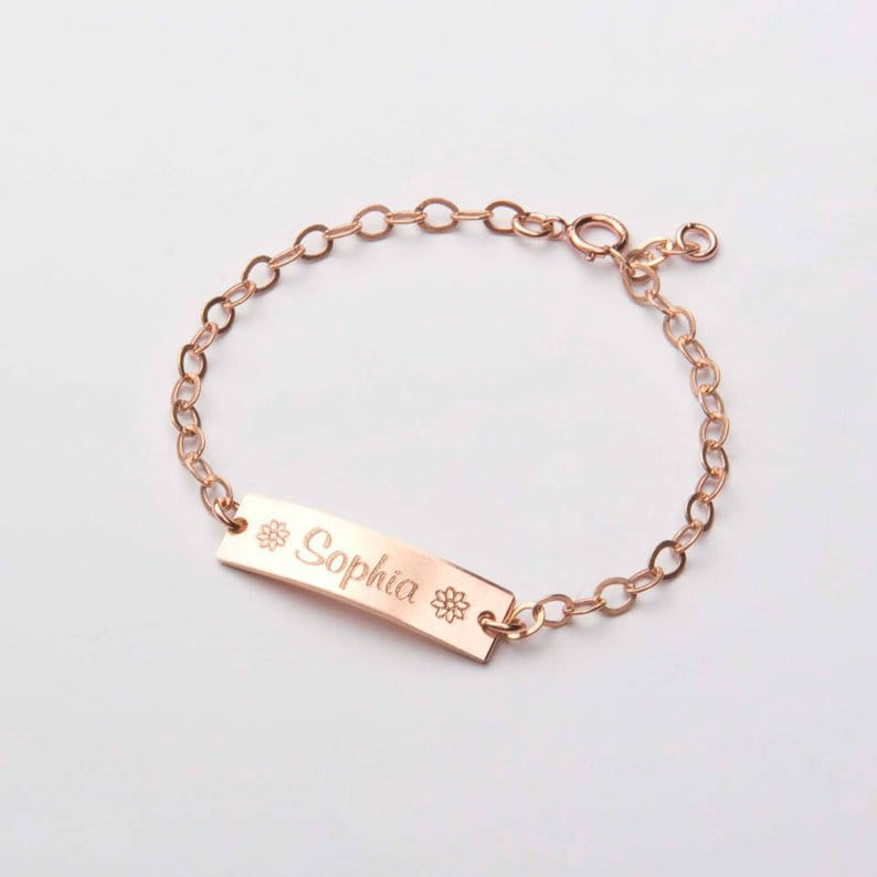 Gold Double-Sided Personalized Lettering Children Bracelet