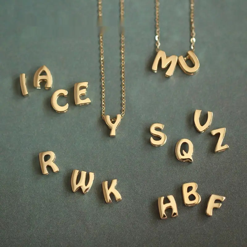 Wenlian Single English Letter Necklace in S925 Sterling Silver