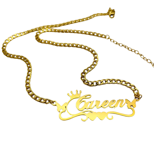 Customizable Name Necklace Stainless Steel Cuban Chain Necklace with Crown Custom Names Choker for Women Necklace Jewelry Gift