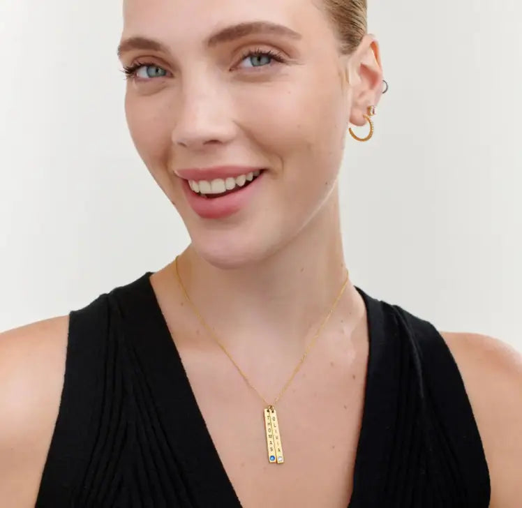 Gold Personalized Vertical Necklace for Mother’s Day Jewelry Gift