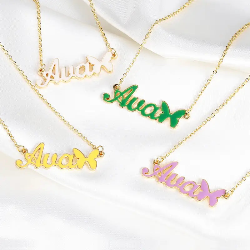 Personalisierte goldene Namenskette mit tropfendem Öl für Frauen