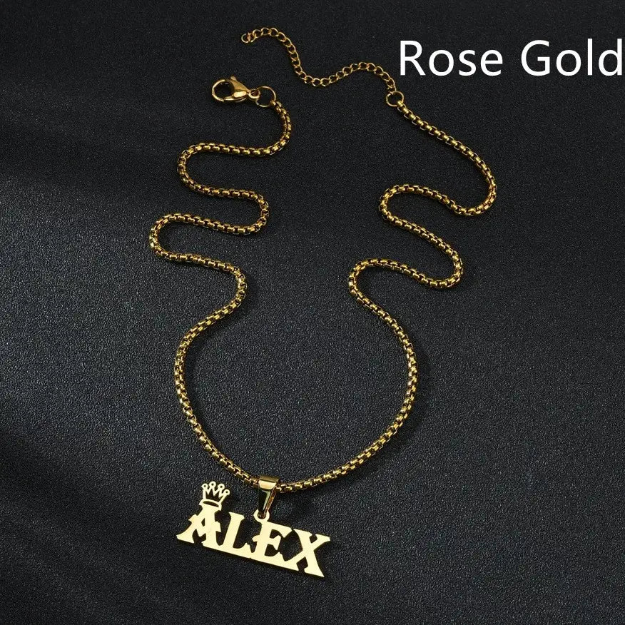 Personalized Rock Style Bead Chain Name Necklace in Various Colors