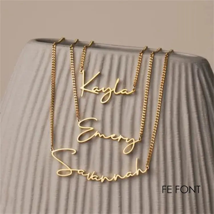 Minimal Gold Plated Custom Name Necklace in Stainless Steel Jewelry