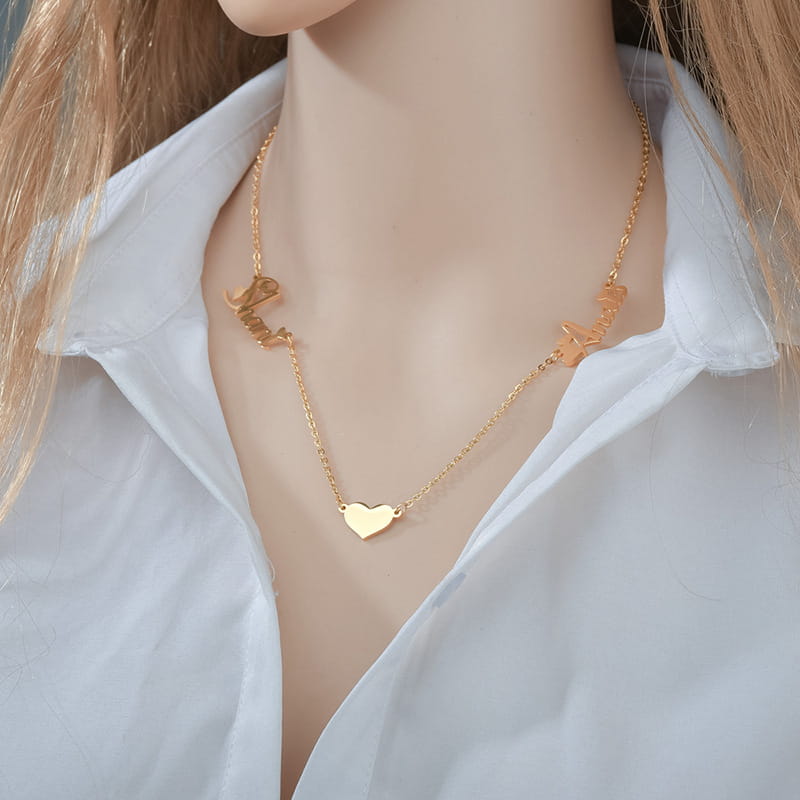 Gold Stainless Steel Heart Pendant Custom Name Necklace for Women