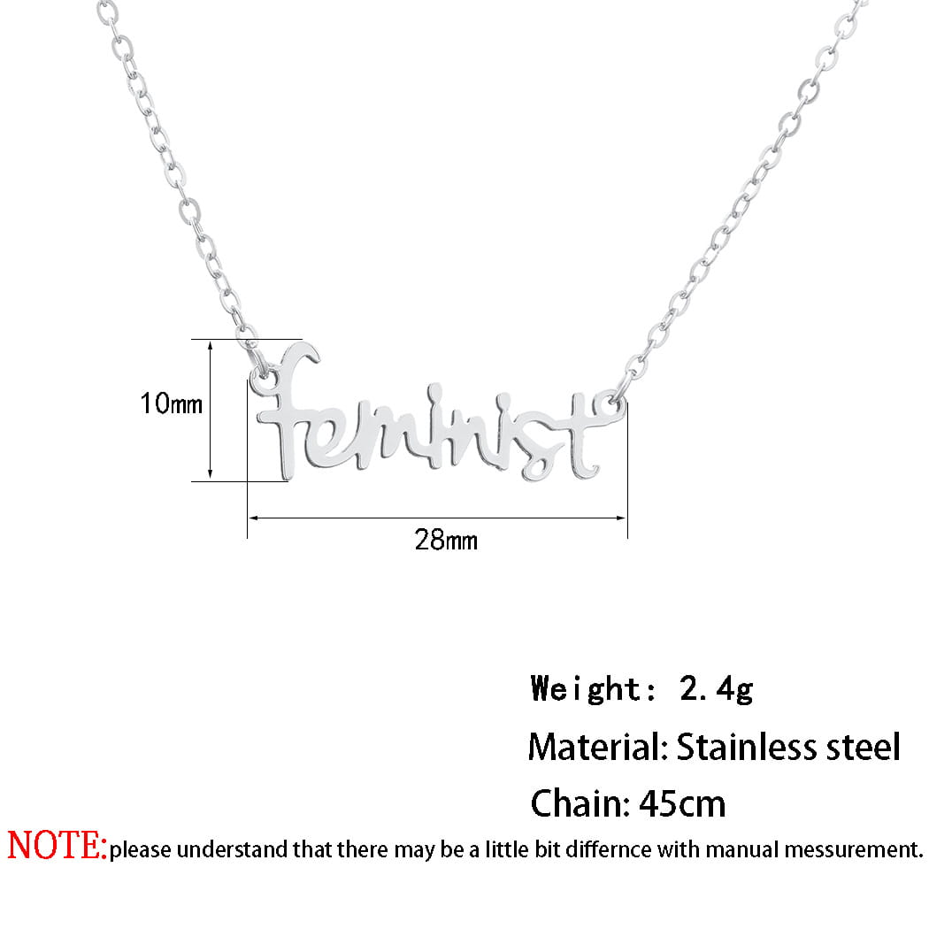 Feministische Schmuckkette aus goldenem Edelstahl für Frauen