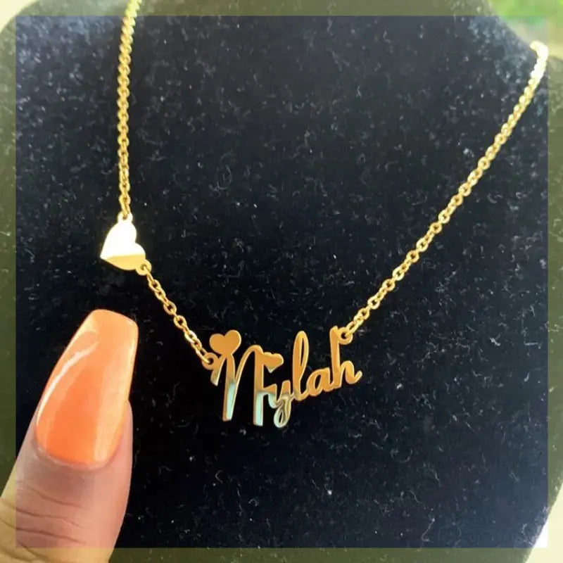 Gold Heart Butterfly Personalized Name Necklace with Free Shipping