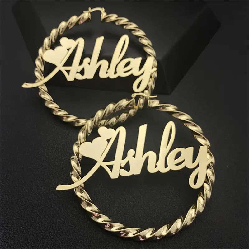 Stainless Steel Exaggerated Circle Name Letter Earrings