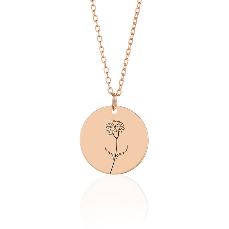 Personalized Month Flower Stainless Steel Name Necklace