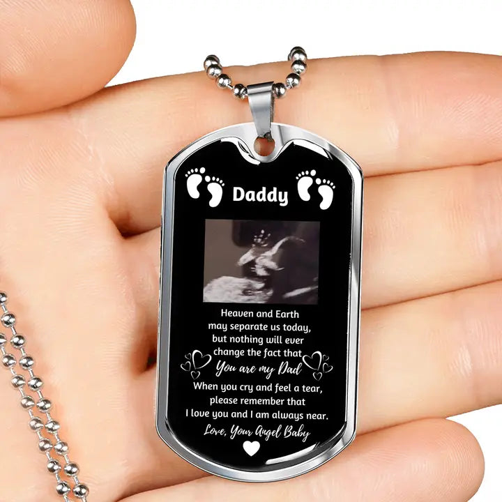 Personalisierte Baby-ID-Halskette mit Anhänger aus Edelstahl in Silber