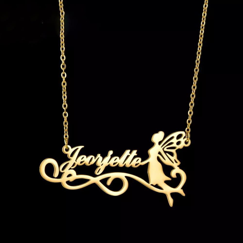 Gold Fashion Custom Letter Name Necklace in Titanium Steel