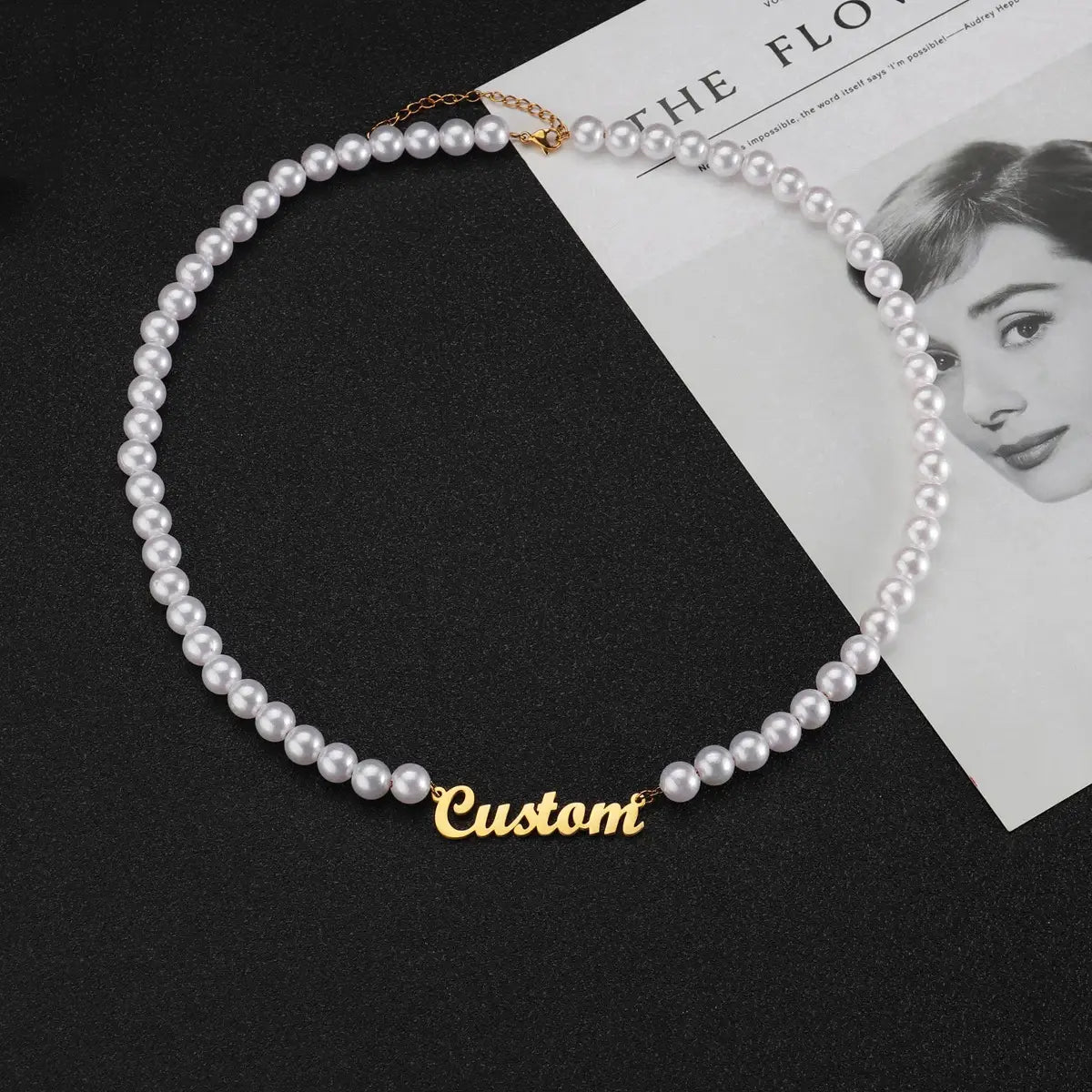 Personalized Name Necklace with Pearl Chain for Women’s Jewelry