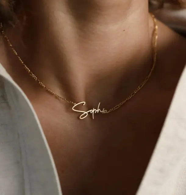 Silver Personalized Name Clavicle Chain with Extension Chain