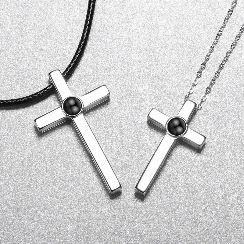 Sterling Silber Paar Kreuz Halskette für weibliche und männliche Modelle