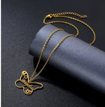 Custom Two Names Necklace in Titanium Steel and Rose Gold Finish
