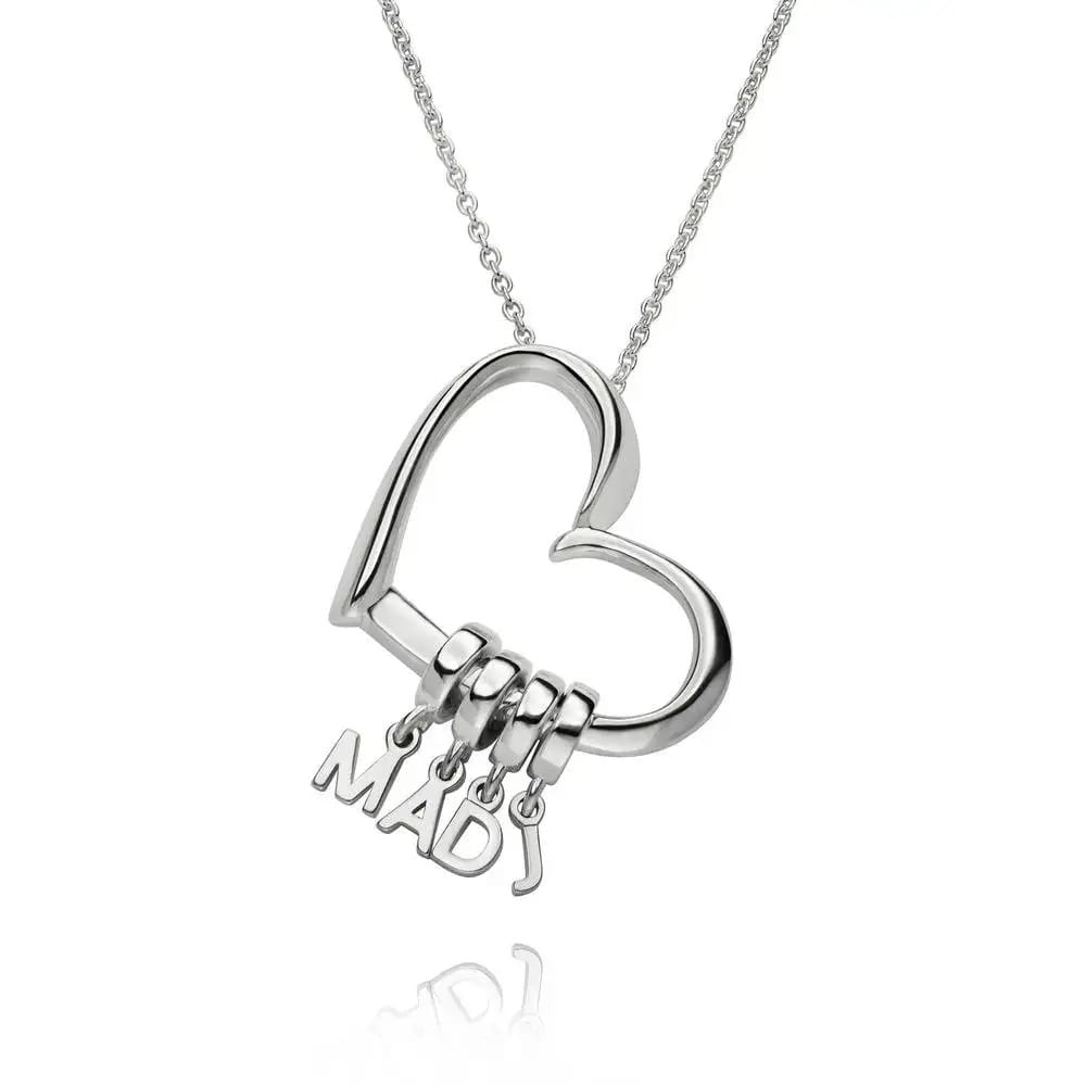 Silver heart pendant Abbreviated Personalized Letter Alloy Necklace with charms