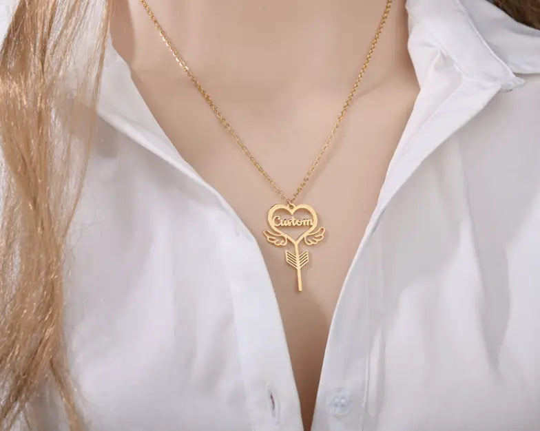 Love Butterfly Key Pendant Necklace in Stainless Steel Jewelry