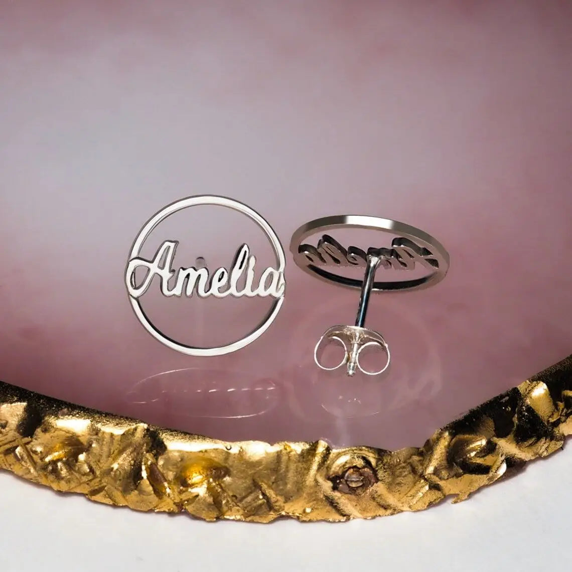 Silver name earrings from Women’s Fashion Simple Personalized Circle collection