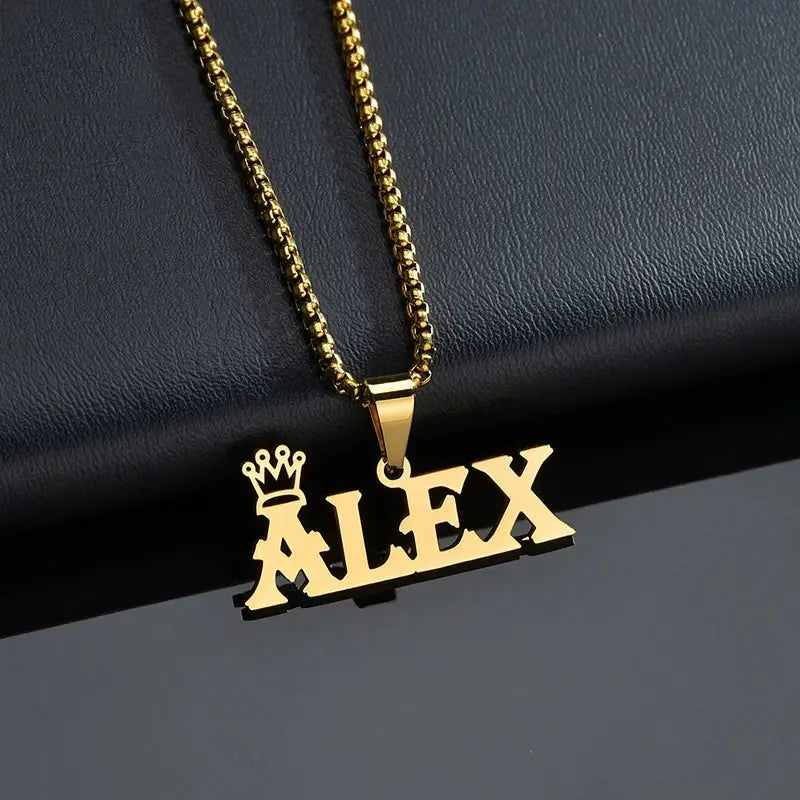 Personalized Rock Style Bead Chain Name Necklace in Various Colors