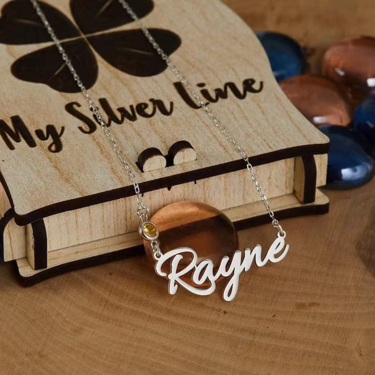 Personalized January Birthstone Stainless Steel Necklace