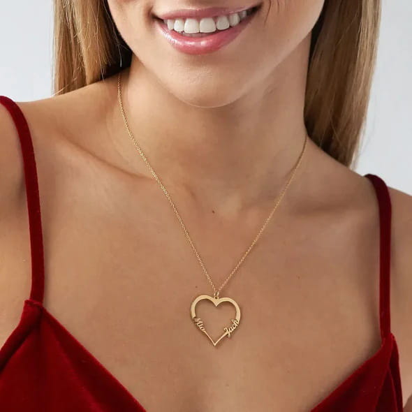 Custom Gold Heart Necklace in Stainless Steel Jewelry for Women