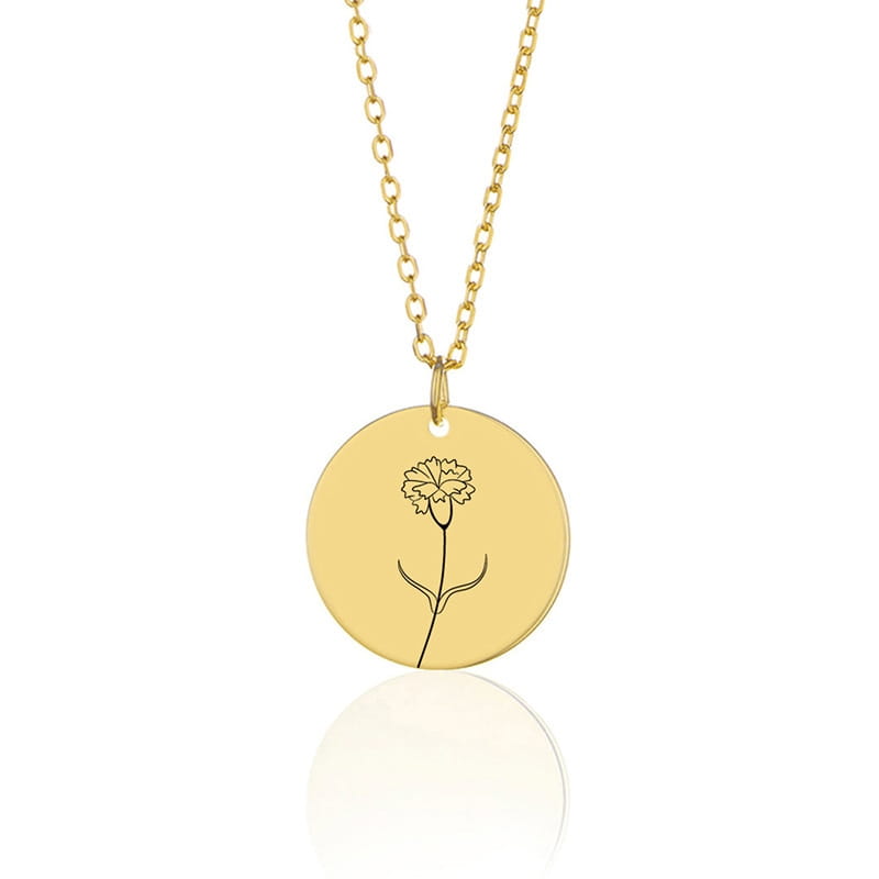 Personalized Month Flower Stainless Steel Name Necklace