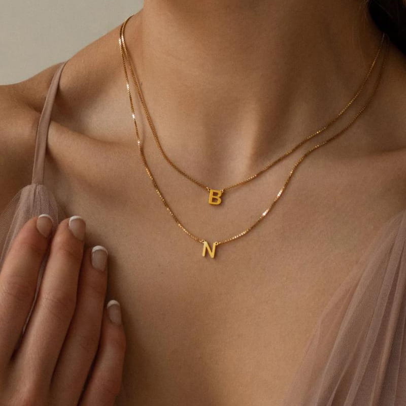 Gold Stainless Steel Name Pendant Necklace 45cm Jewelry