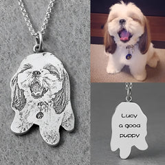 925 Silver Custom Cat And Dog Animal Photo Necklace - 2cm / S925 Silver - 7