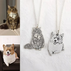 925 Silver Custom Cat And Dog Animal Photo Necklace - 7