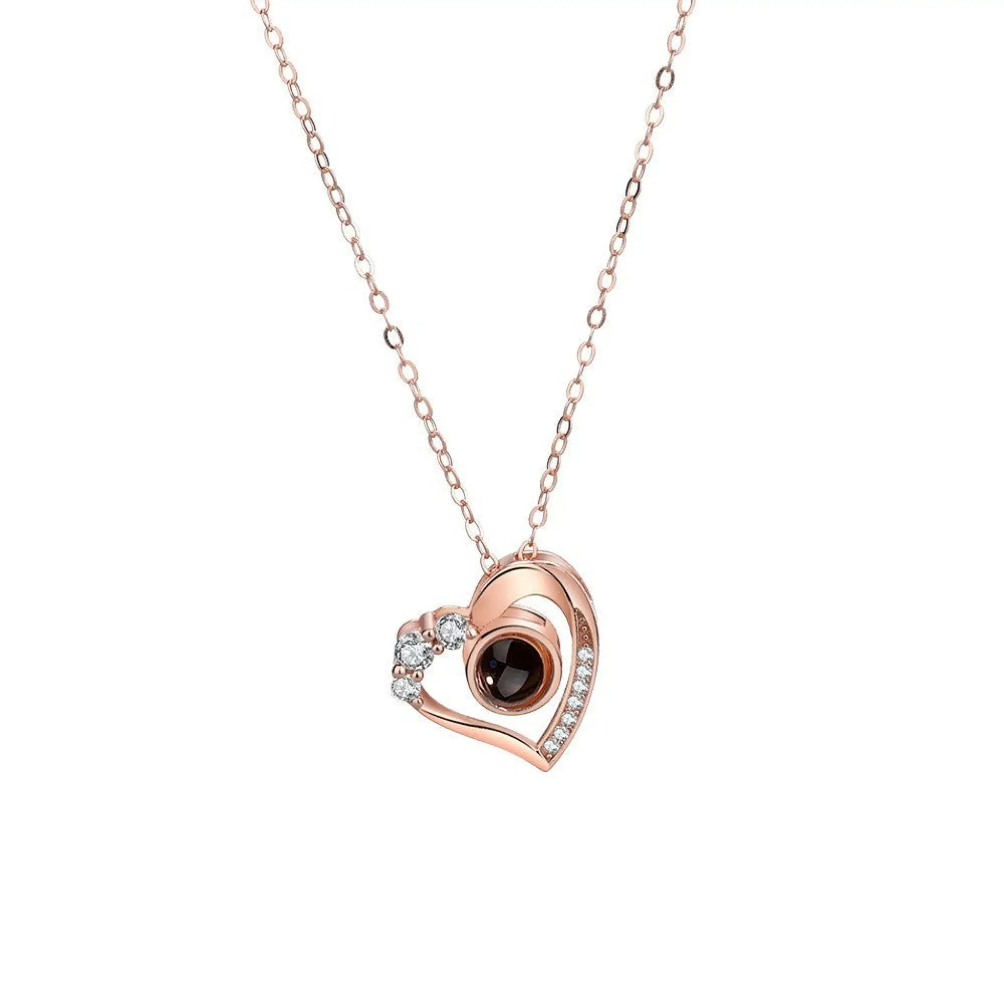 925 Silver Necklace Female Personality Projection Color Photo I Love You 100 Language Gifts - 7