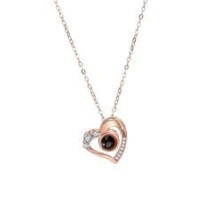 925 Silver Necklace Female Personality Projection Color Photo I Love You 100 Language Gifts - 7