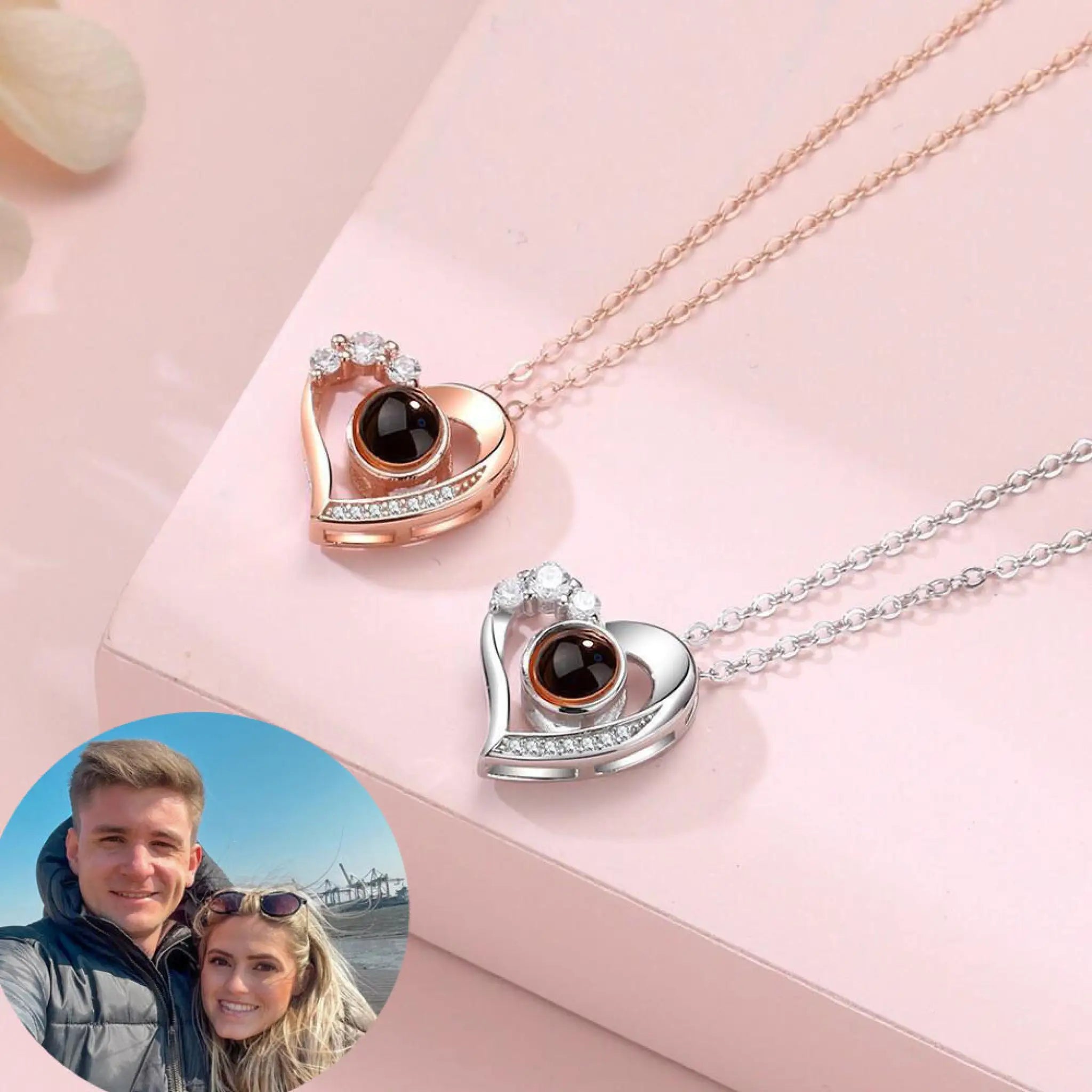 925 Silver Necklace Female Personality Projection Color Photo I Love You 100 Language Gifts - 7