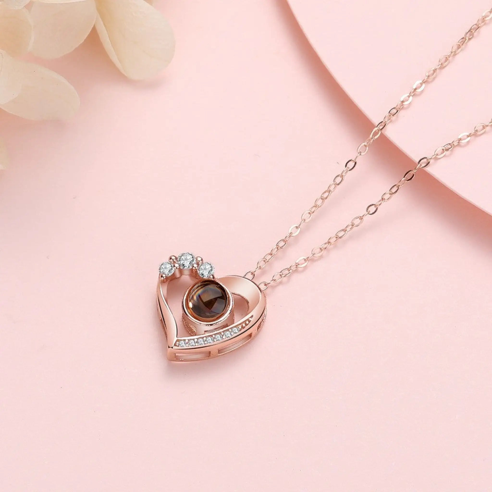 925 Silver Necklace Female Personality Projection Color Photo I Love You 100 Language Gifts - 7