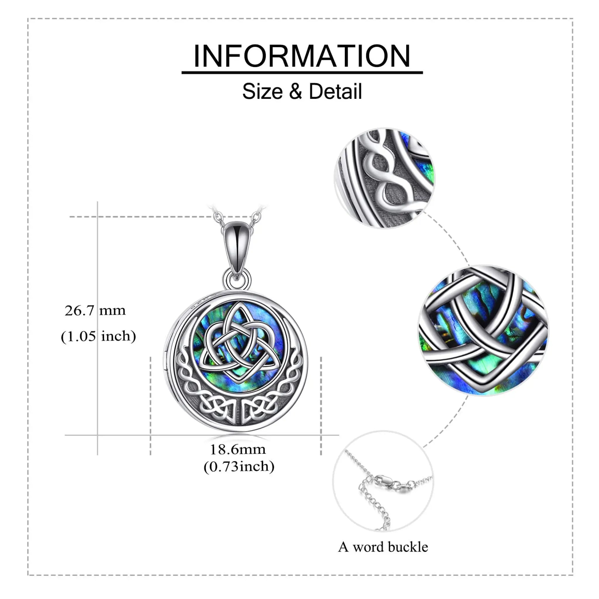 925 Sterling Silver Celtic Knot Photo Locket Necklace for Women - Silver - 5