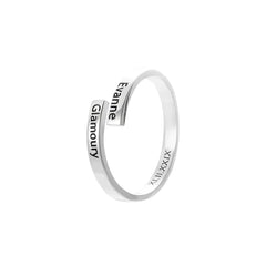 925 Sterling Silver Couple DIY Ring Name Letter Pattern Ornaments - Platinum / Adjustable Opening