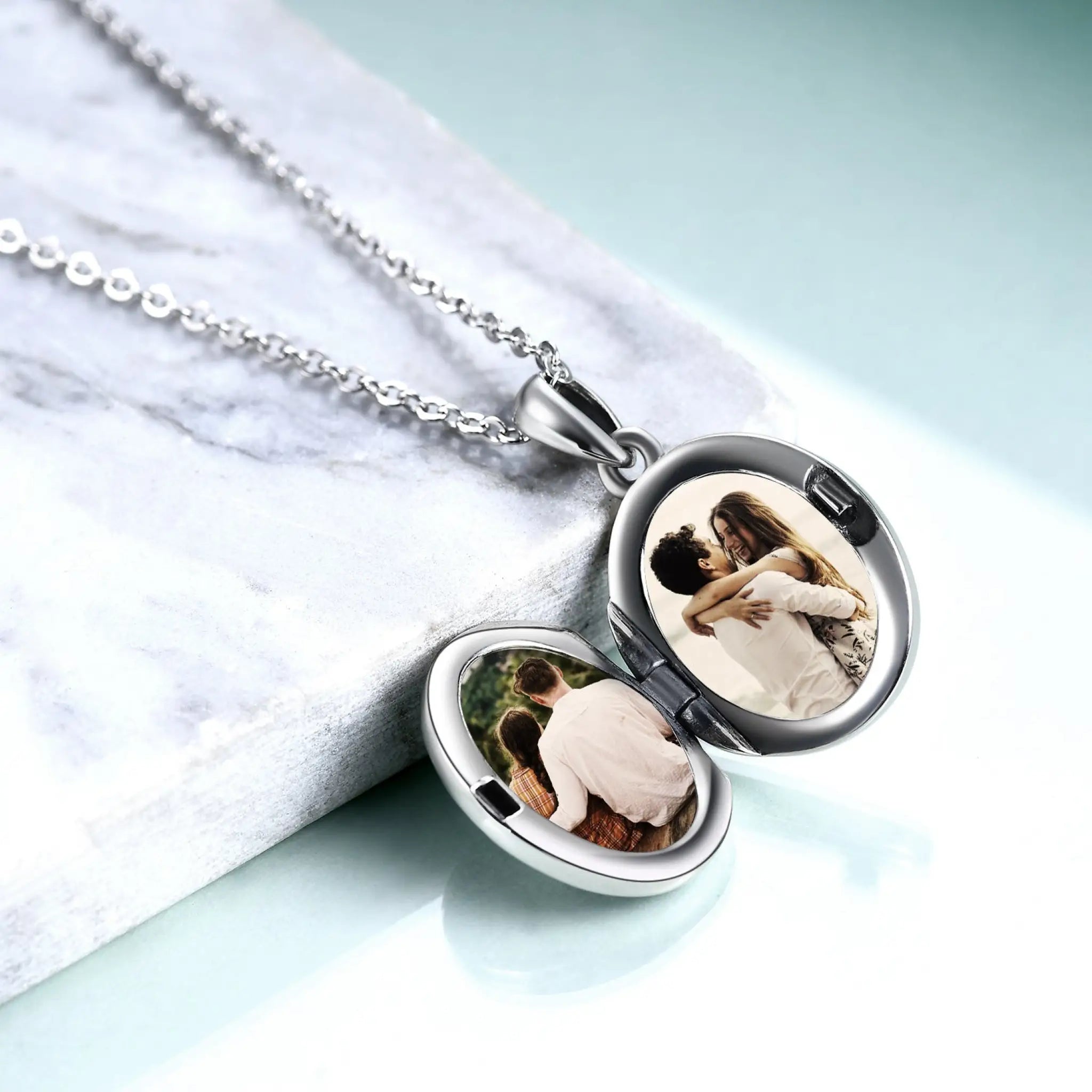 925 Sterling Silver Sea Turtle Photo Locket Necklace Photo Pendant Jewelry - Silver - 5