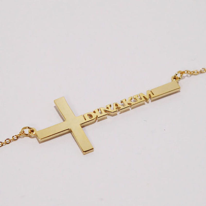 Personalized Name Stainless Steel Cross Necklace Unisex Jewelry