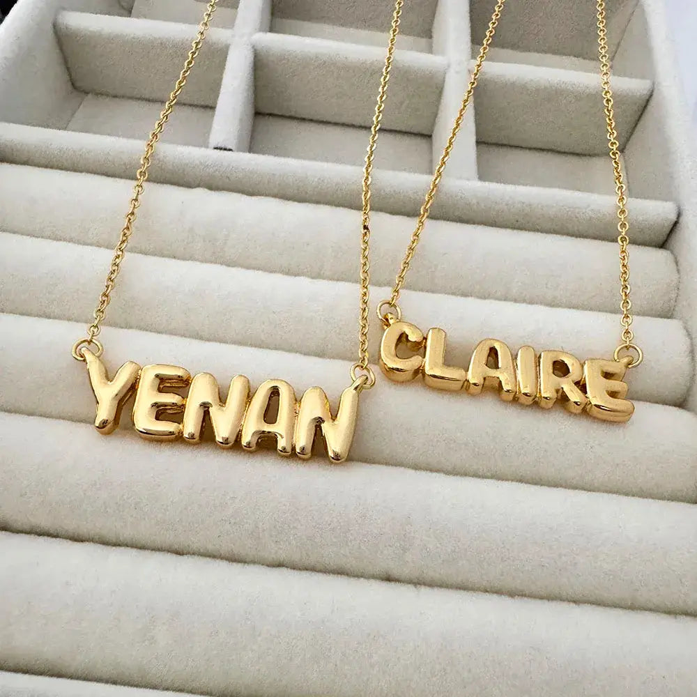 Personalisierte Bubble-Namenskette in Gold – Trendiger Schmuck für Frauen